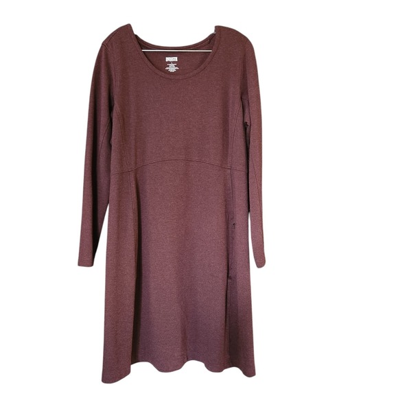 Duluth Trading Co Dresses & Skirts - Duluth Trading Co NoGA Classic Dress Large Maroon Long Sleeve Stretchy Pocket